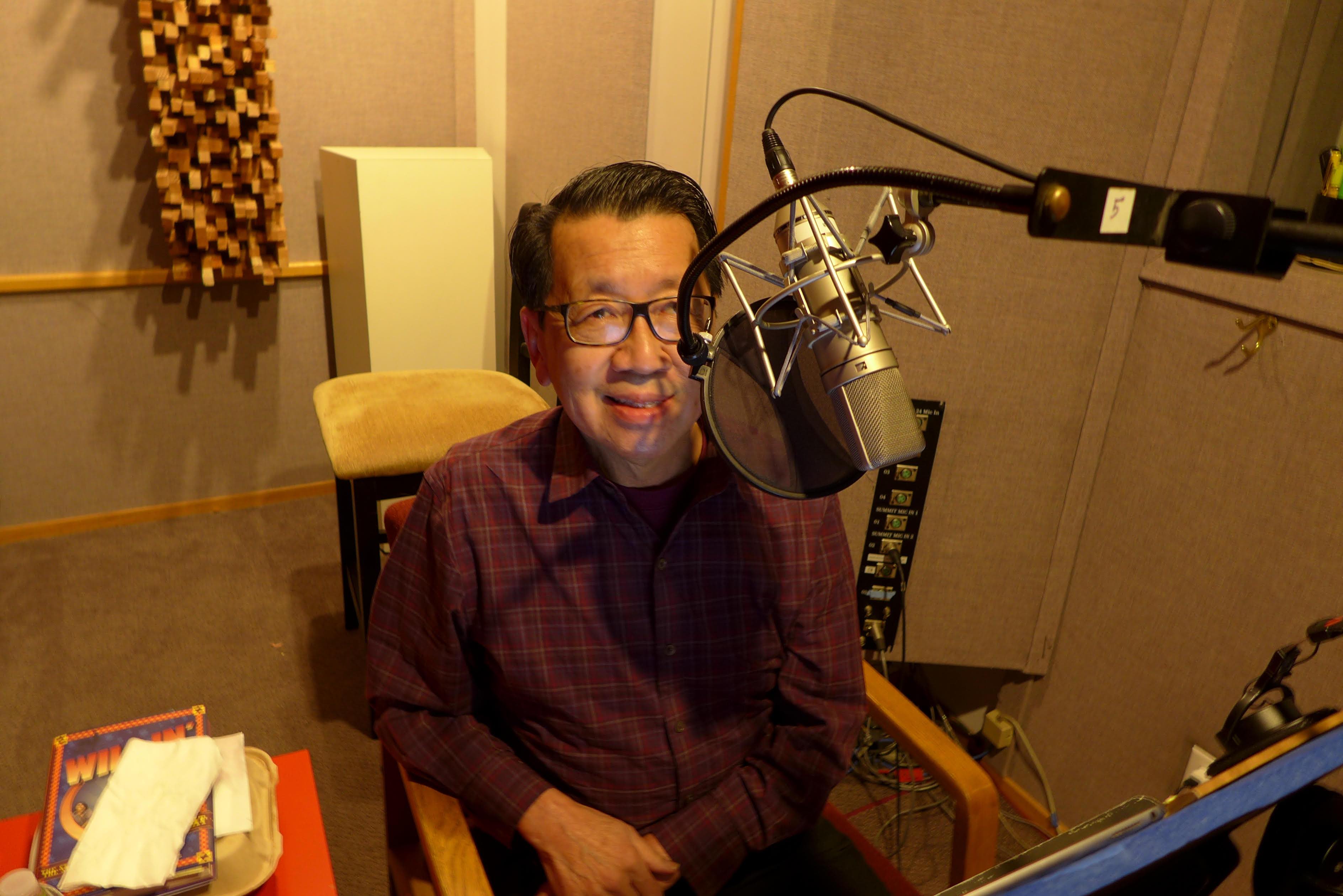 Ben Fong-Torres narrates his Audible Book The Rice Room  - Photo by David Nelson, Outpost Studios, SF